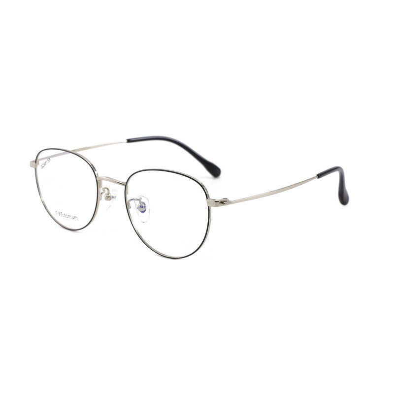 New Round Frame Unisex Oval Glasses Frame New Semi-Titanium Glasses Lightweight Fashionable