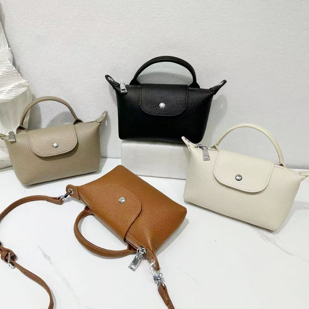 Dumpling Bag Top Layer Cowhide Niche Phone Bag Crossbody Small Bag Casual Genuine Leather Women's Bag Multifunctional Coin Purse