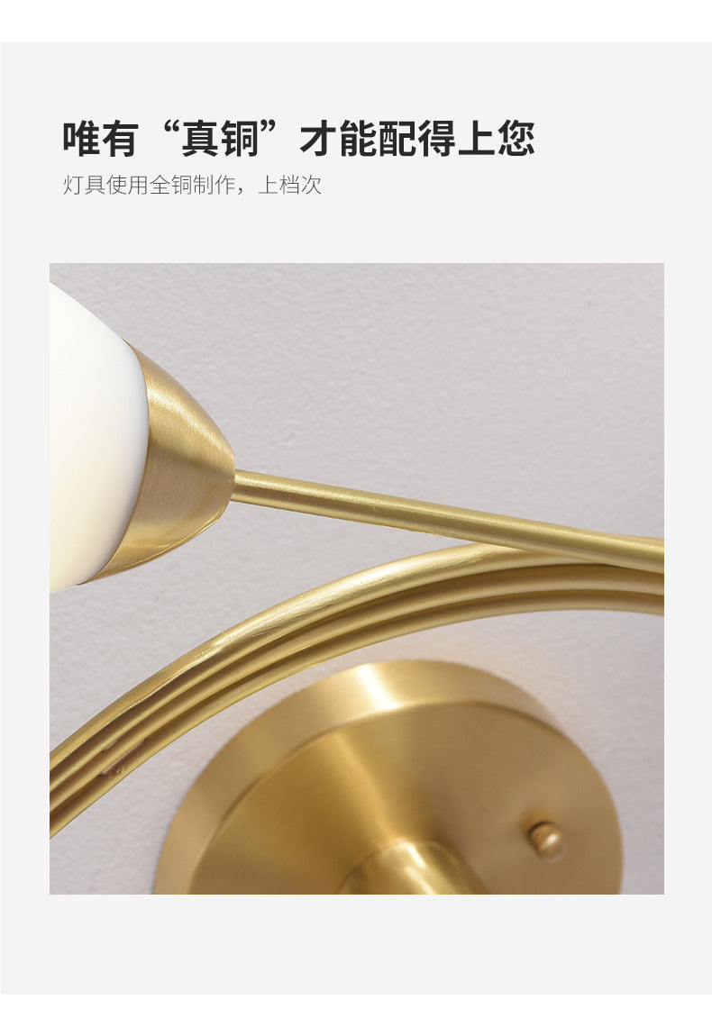 All-Copper Small Living Room Lamp Nordic Light Luxury Dining Room Copper Lamp Post-Modern Personality Creative Molecular Lamp Study Bedroom Lighting