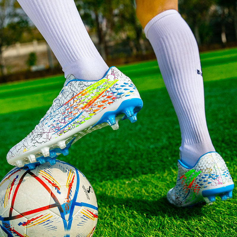 New professional football shoes for men and women AG Long Spike Colorful Multi-Color Youth Student Grass Competition Training Shoes