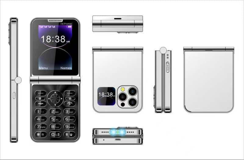 Hot Selling Exquisite Appearance Mini Folding Feature Phone Flip Cover Elderly Button Phone Pocket Phone