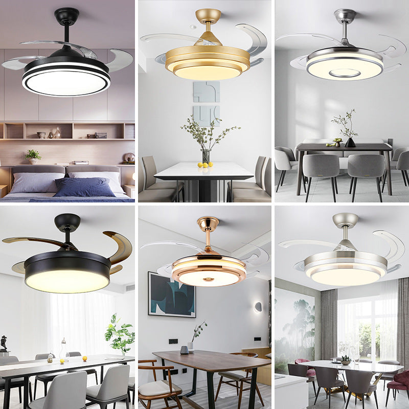 Invisible Fan Light Nordic Ceiling Fan Light High Wind Power Living Room Dining Room Bedroom Ceiling Mounted Variable Frequency Electric Fan Ceiling Light Integrated