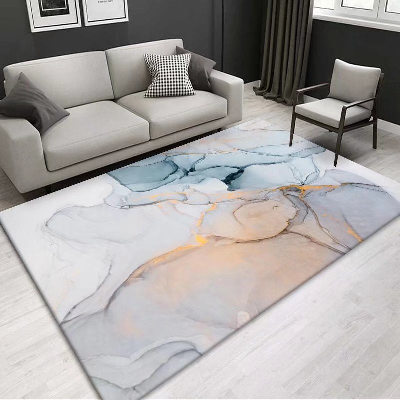 Living Room Carpet Nordic Light Luxury High-End Coffee Table Sofa Cushion Ink Art Style Home Bedroom Bedside Crystal Velvet Carpet
