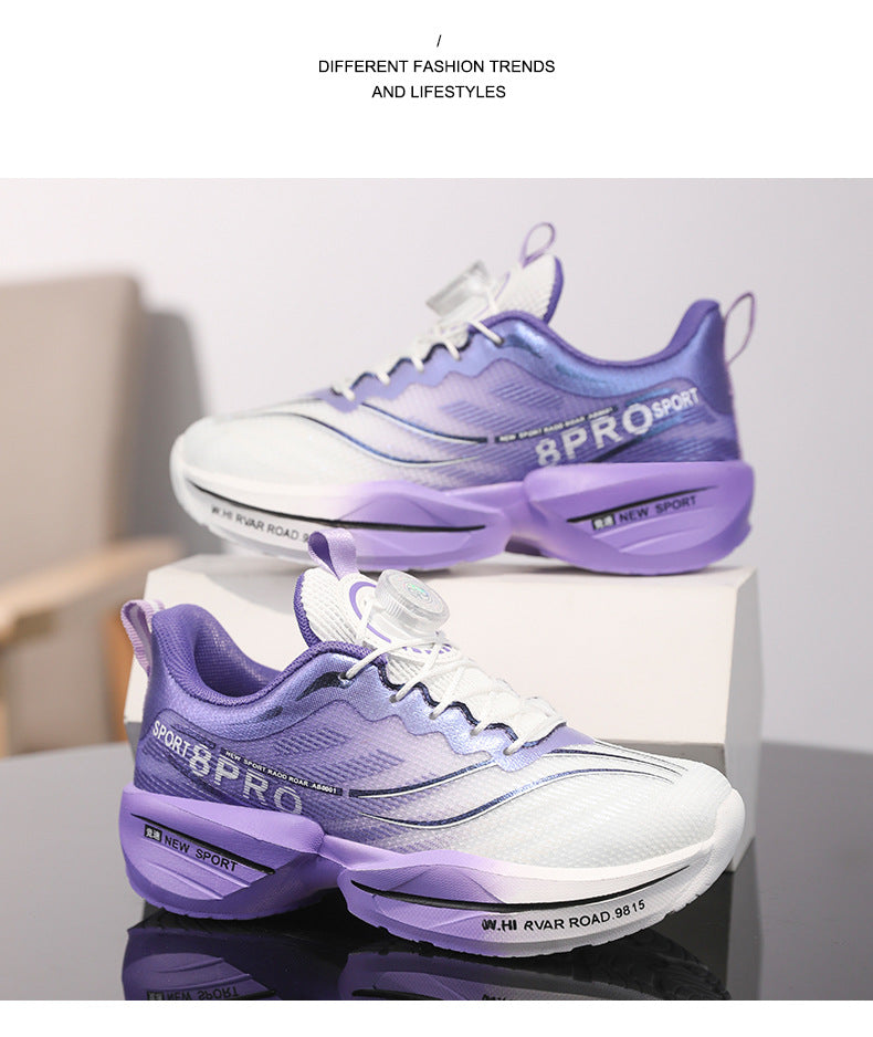 Red Rabbit8pro Rotating Button Children's Shoes Lightweight Shock Absorption Rebound Non-Slip Running Shoes Boys and Girls Students Physical Test Sports Shoes