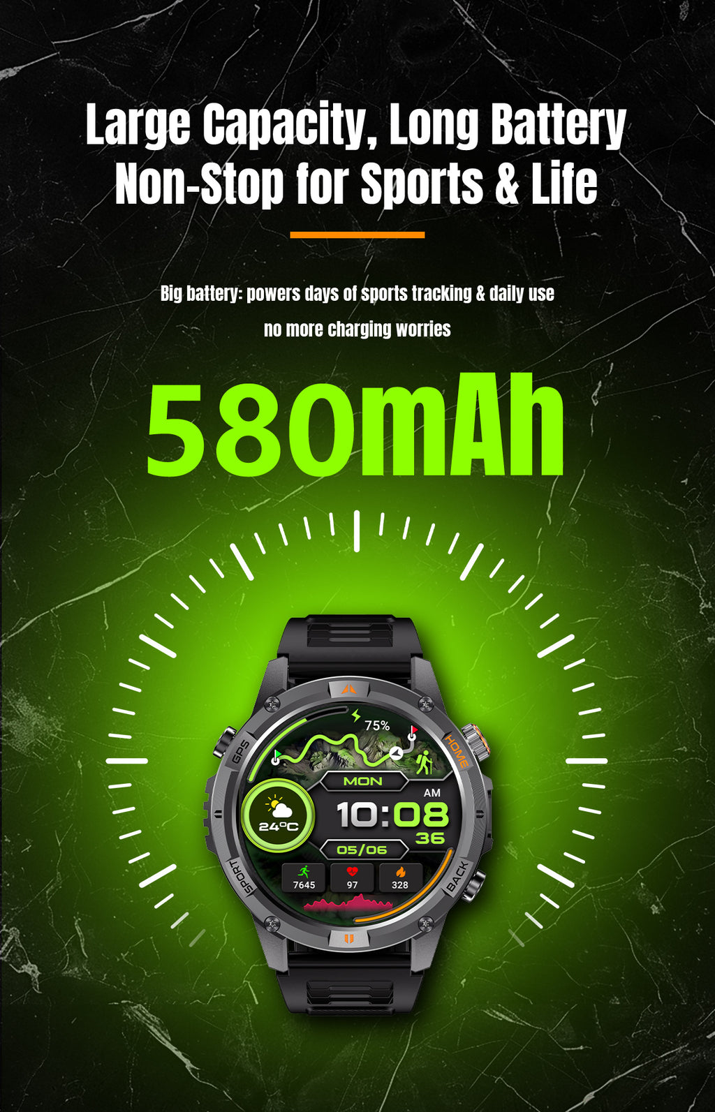 YK15Smart Watch Bluetooth Call Heart Rate Pedometer Sleep Depth Waterproof GPS Beidou Positioning Sports Three-Proof