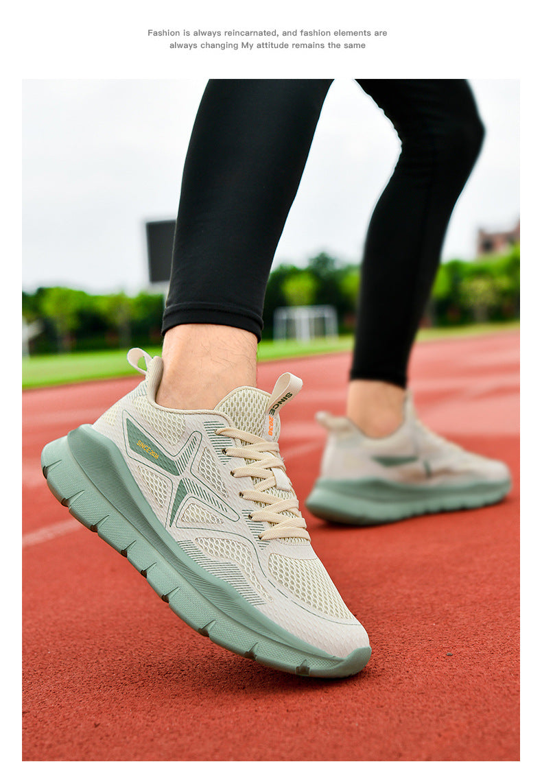 New Thick-Soled Racing Sports Shoes for Middle School Students, High Elastic Running Shoes for Men and Women, Breathable Flyknit Mesh Shoes for Couples