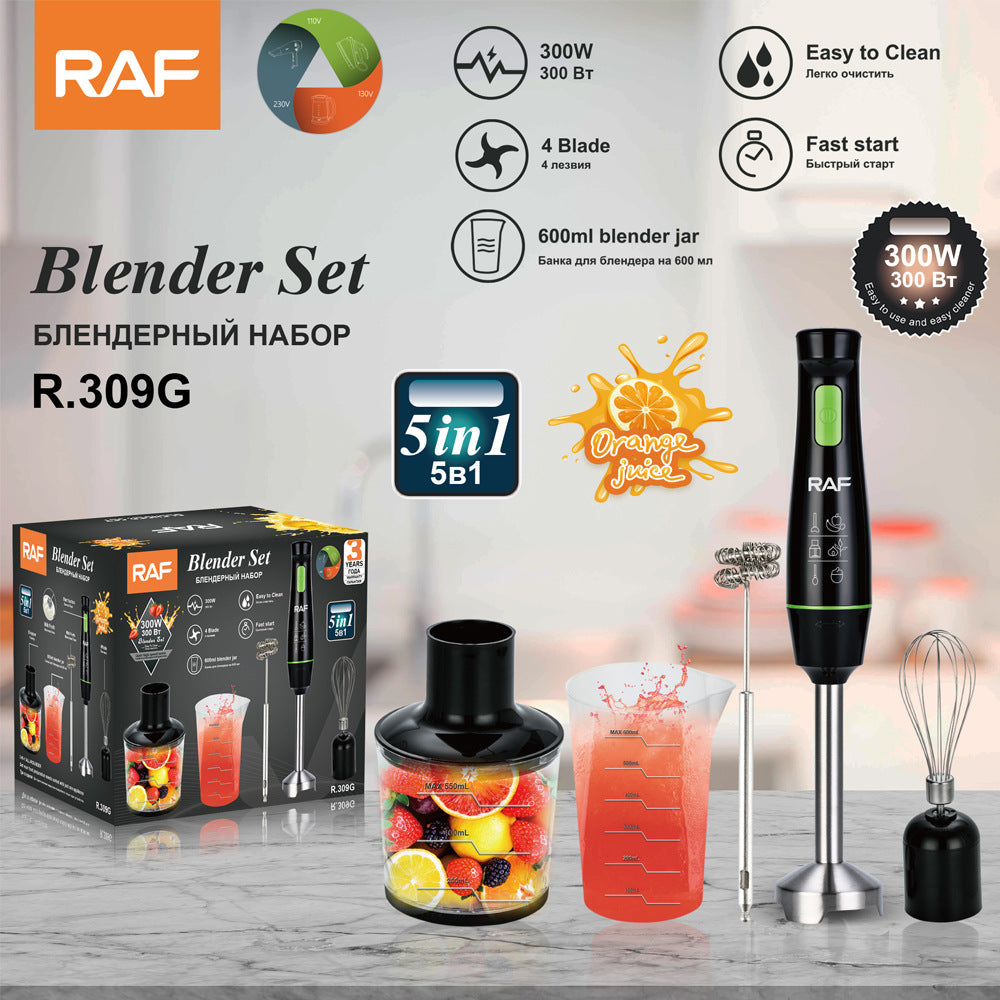 RAF EU Standard Portable Household Electric Stainless Steel Cooking Stick Blender Food Mixer 5-in-1309