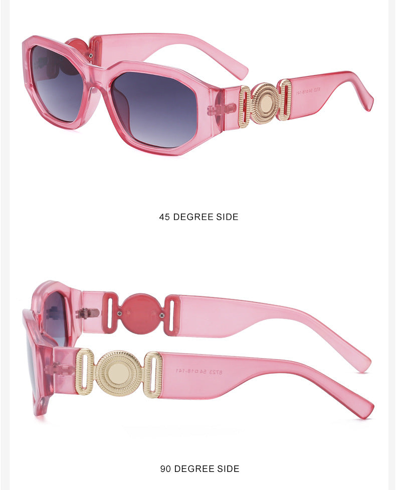 2025New Small Square Frame Sunglasses European and American Trendy Head-Shaped Polygonal Glasses Small Frame Sunglasses for Men