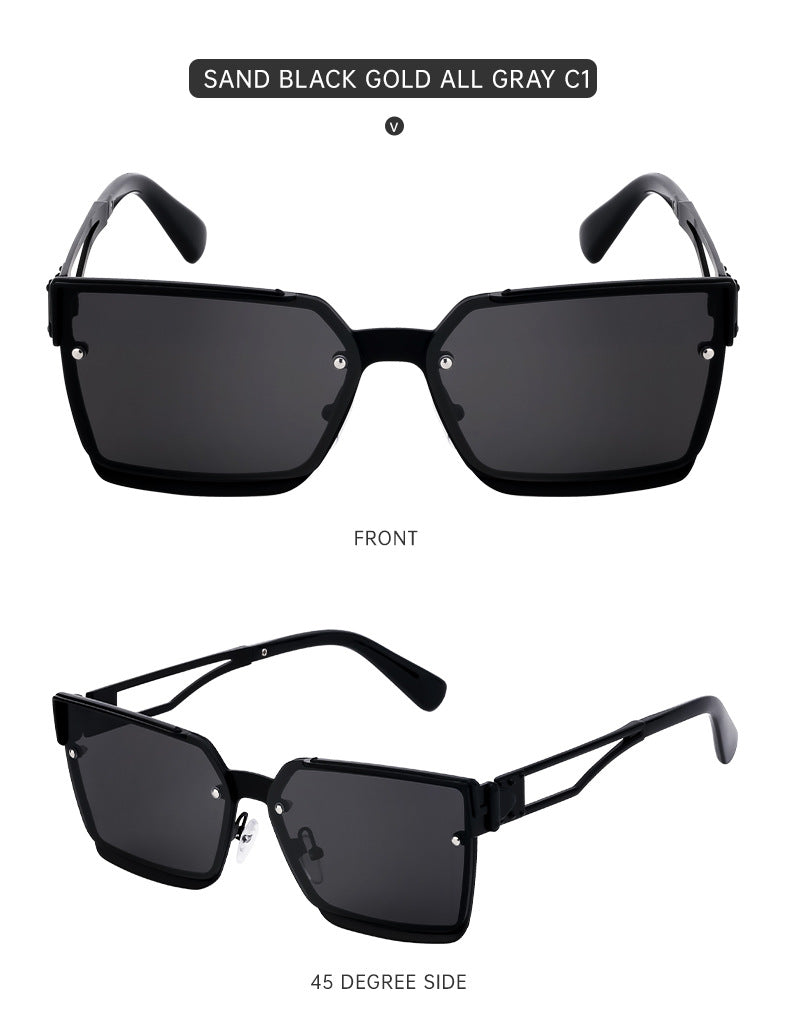 European and American Retro Punk Style Square Frame Sunglasses for Women Outdoor Sunshade Sunglasses for Men High-end Glasses Wholesale