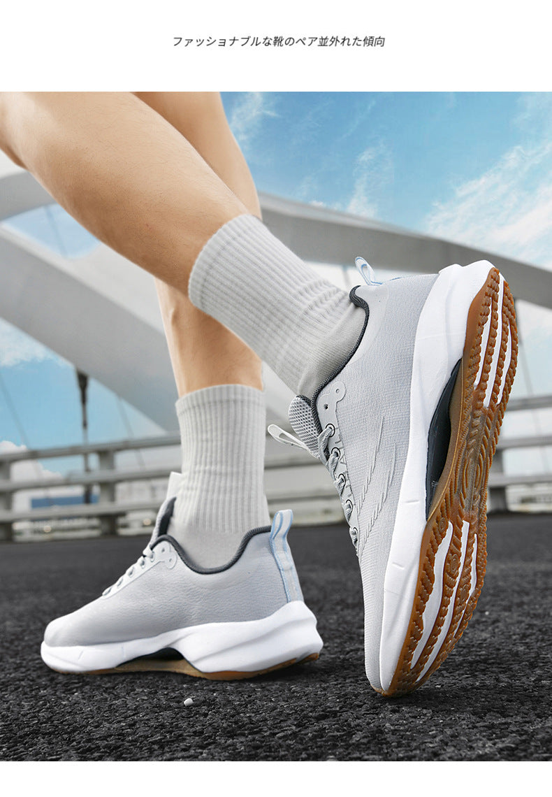 Summer Men's Fashion Breathable Sneakers Student Outdoor Trendy Lace-up Thick-soled Low-top Casual Running Shoes