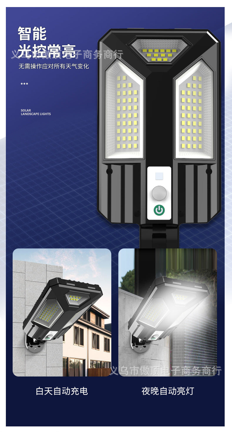 New Solar Light Human Body Sensing Street Light Outdoor Garden Light with Remote Control Garden Light LED Wall Lamp