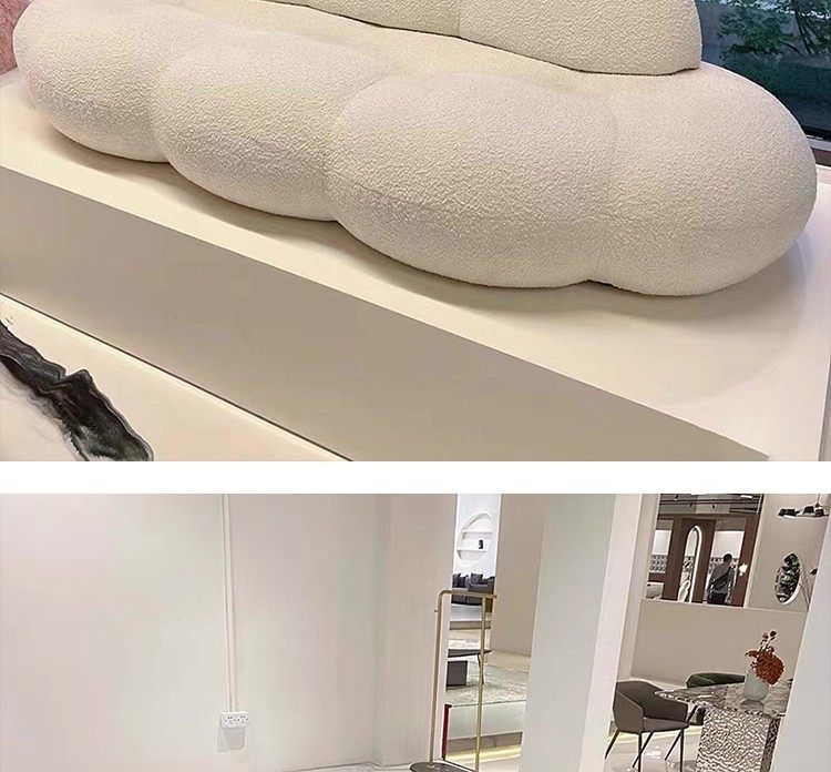 Northern Europe Lenuvole Petal Sofa Living Room Cream Style Three-Seater Fabric Sofa Modern Cloud Compression Sofa