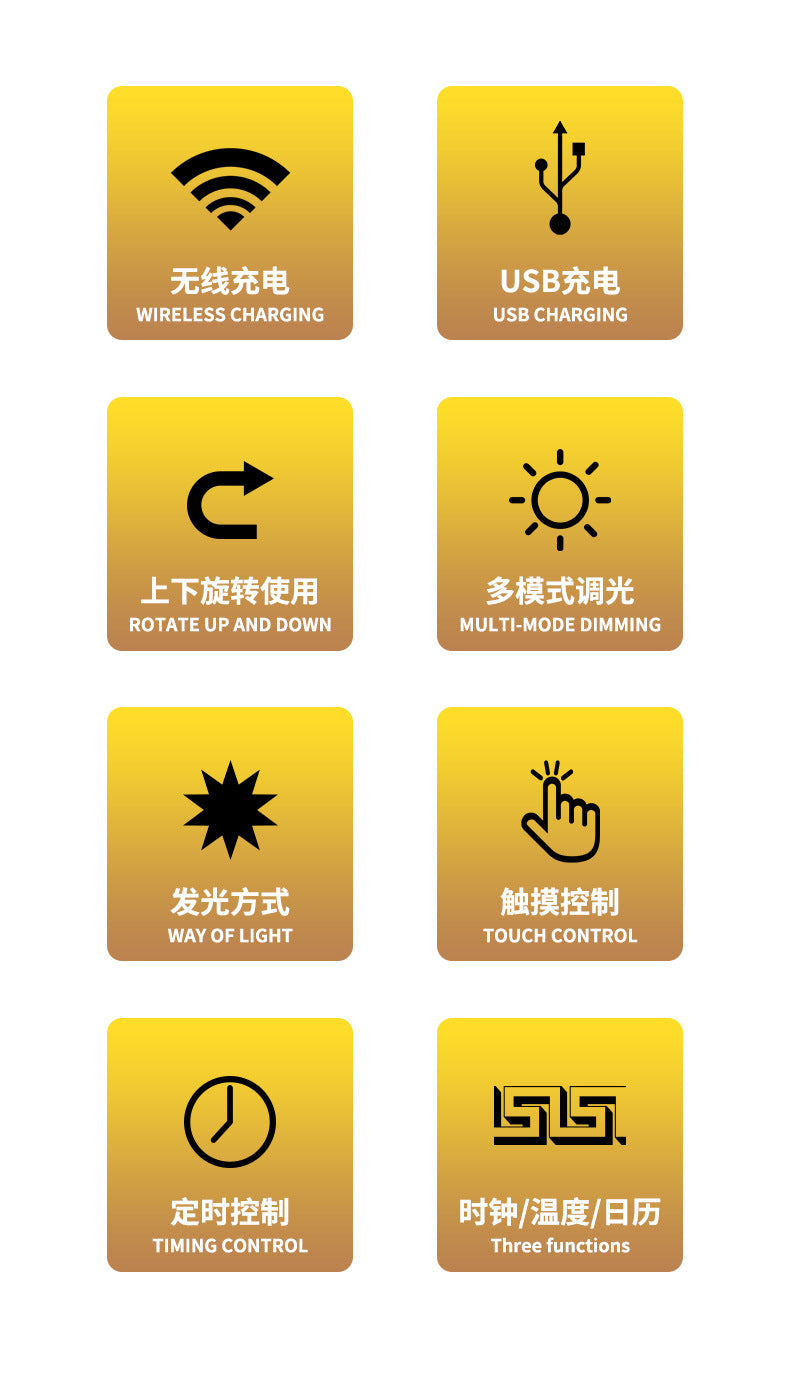 Office Pen Holder Desk Lamp Wireless Charging Touch Eye Protection Desk Lamp Student Dormitory 7-in-1 Multifunctional Night Light