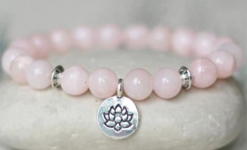 108Pink Quartz Bracelet Lotus Pendant Necklace Bracelet Buddhist Bead Necklace Factory Direct Sale