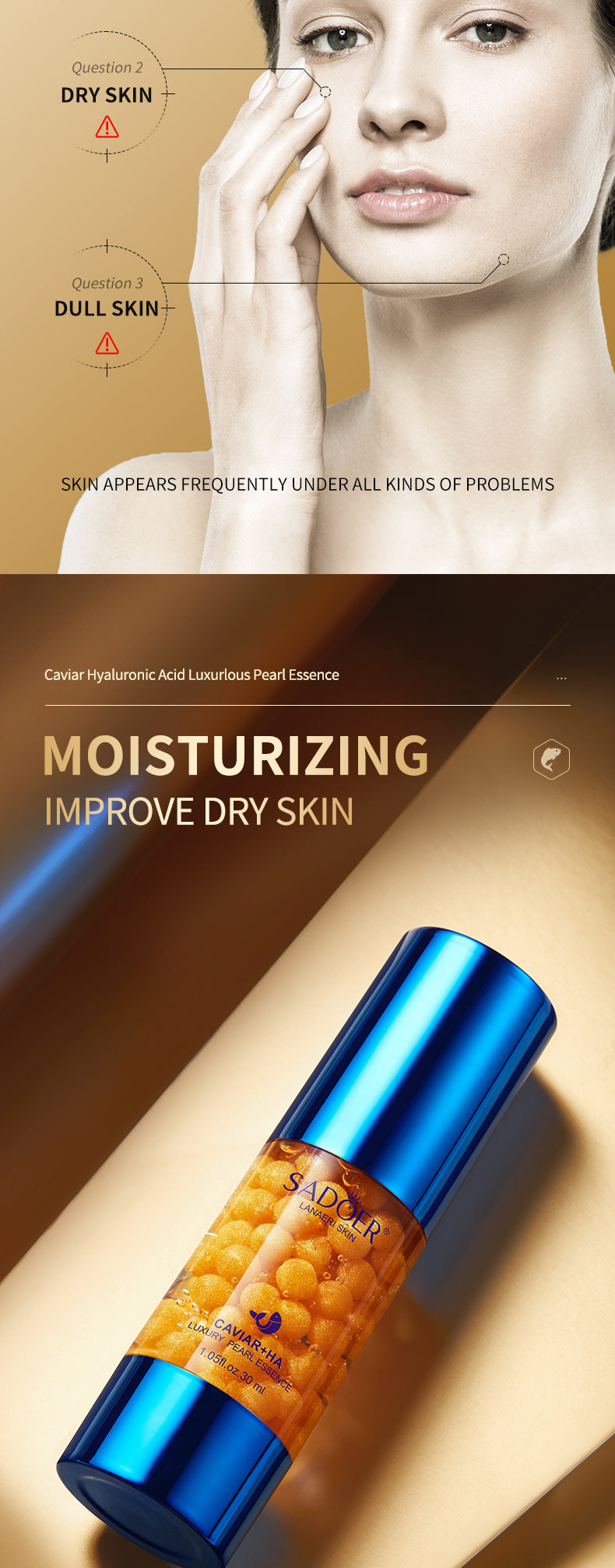 Caviar Pearl Essence30mlSADOER Hyaluronic acid hydrating moisturizing wholesale for cross-border trade