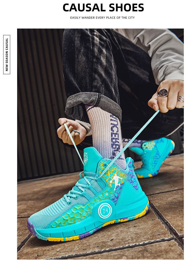 Youth Professional Basketball Shoes Men's Flyknit Mesh Sports Shoes Women's Student Trendy Practical Sneakers Wholesale