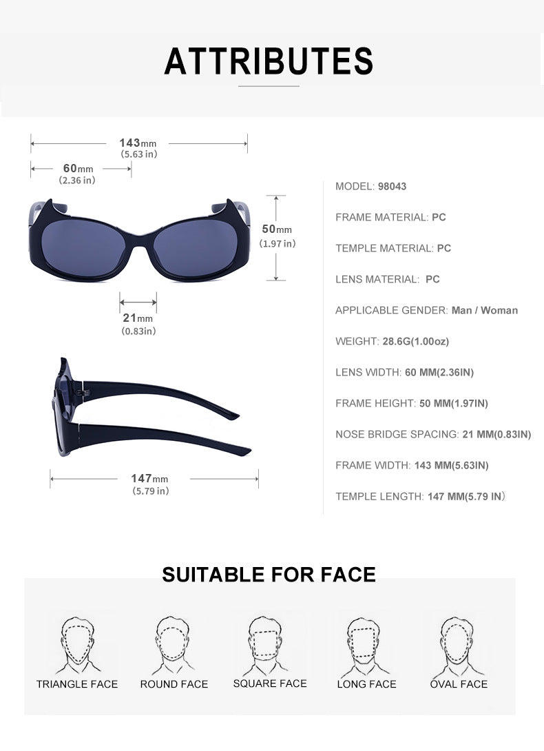 Personality Y2K Cat Eye Sunglasses Women's European and American New Trendy ins Street Style Sunglasses for Men Wholesale