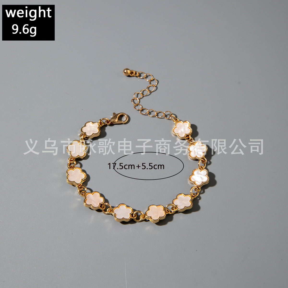European and American Fashion Alloy Inlaid Diamond Five-Leaf Clover Bracelet Jewelry Three-Piece Set Simple Geometric Smooth Bracelet Wholesale