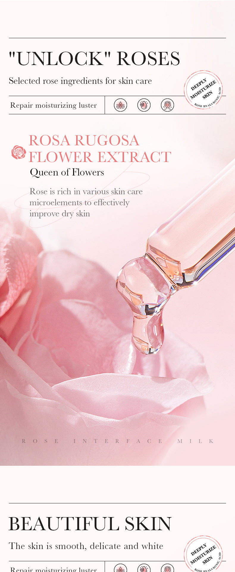 Full English Rose Skincare Set BIOAOUA Hyaluronic acid moisturizing six-piece set  foreign trade wholesale