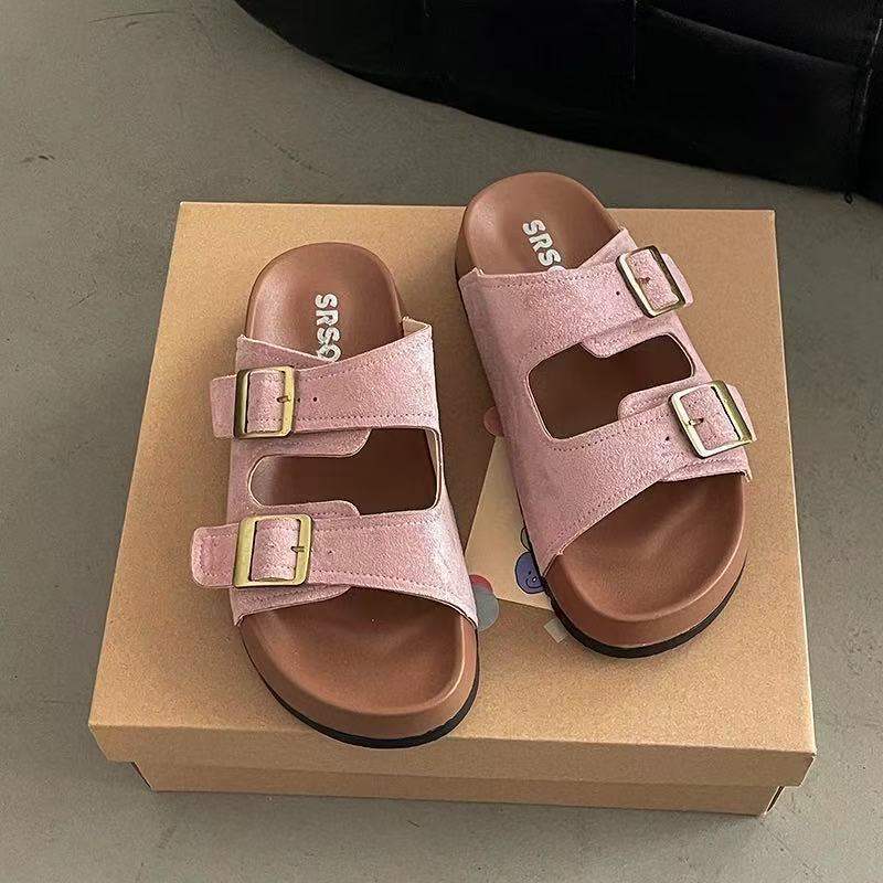 Platform Slippers Women's Summer Outerwear2025New Super Hot Beach Slip-On Yellow Birkenstock Sandals