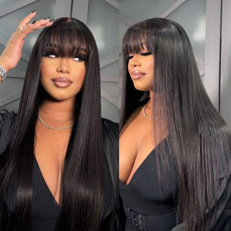 High temperature synthetic Straight Wigs with Bangs