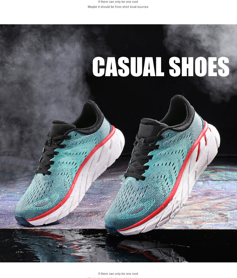 HK Jacquard Mesh Breathable Outdoor Casual Shoes Men's Anti-Slip Soft Sole Lightweight Sports Running Shoes
