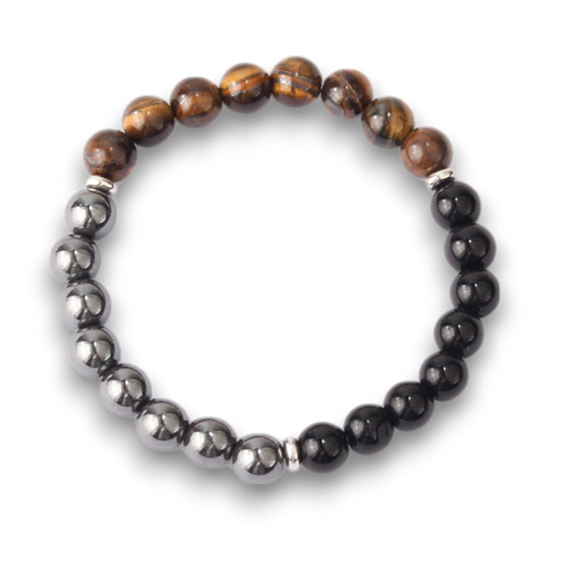 Women's White Pine Spacer Bracelet European and American Couple Obsidian Magnetic Bracelet8mm Beaded Amethyst Tiger Eye Bracelet