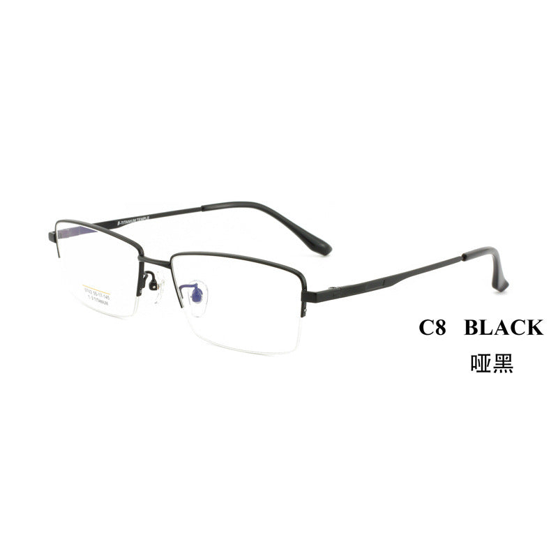 Men's Half-Frame Glasses Business Simple Glasses Frame New Men's Metal Frame Trendy Men's Square Large Frame