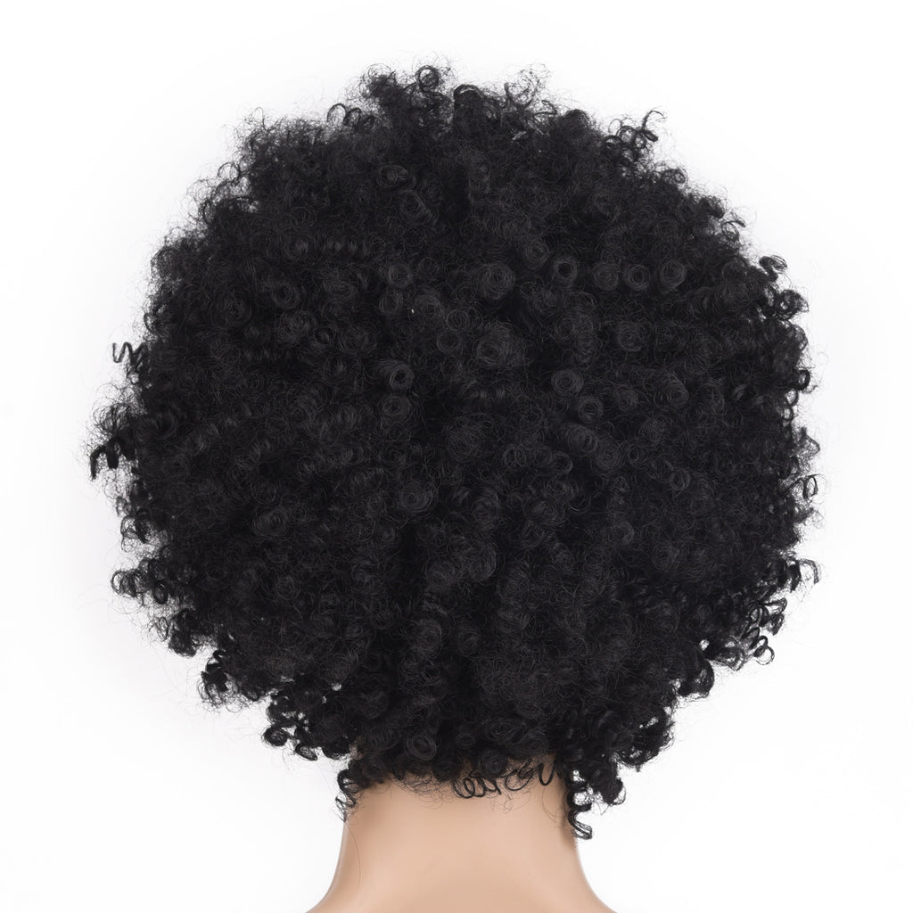 European and American New Style Hair Wig Cap Women's Short Hair Small Curl Black Hairpiece Brown Wholesale Bangs Natural Style