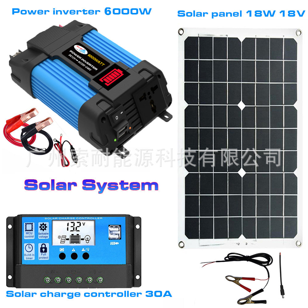 12V Solar Energy Kit System: Inverter 30A Controller 18W Solar Panel Solar System