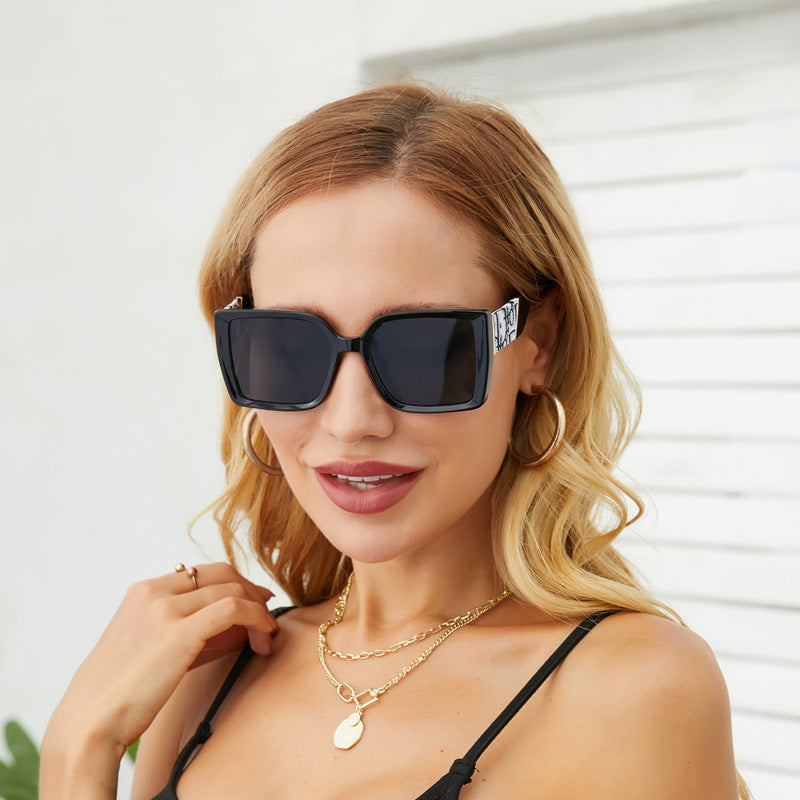 New Fashion Large Frame UV Protection Sunglasses for Women Square Frame Sunglasses European and American Style Glasses