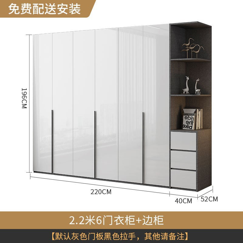 Wardrobe Light Luxury High-End Feel Home Bedroom Simple Rental Room Storage Cabinet Economical Overall Combination Wardrobe Customization