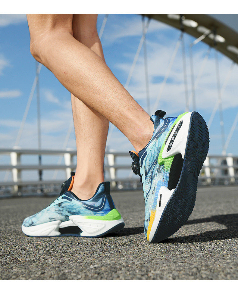 DAJUEYING Real Explosion Protection Carbon Plate High Elastic Cushioning Running Shoes Men and Women Knob Buckle Racing Mesh Breathable Sports Shoes