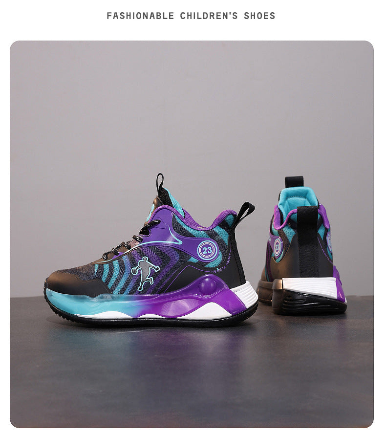 Big Kids Practical Basketball Shoes Children Professional Training Wear-Resistant Sneakers Mesh Breathable Non-Slip Running Sports Shoes