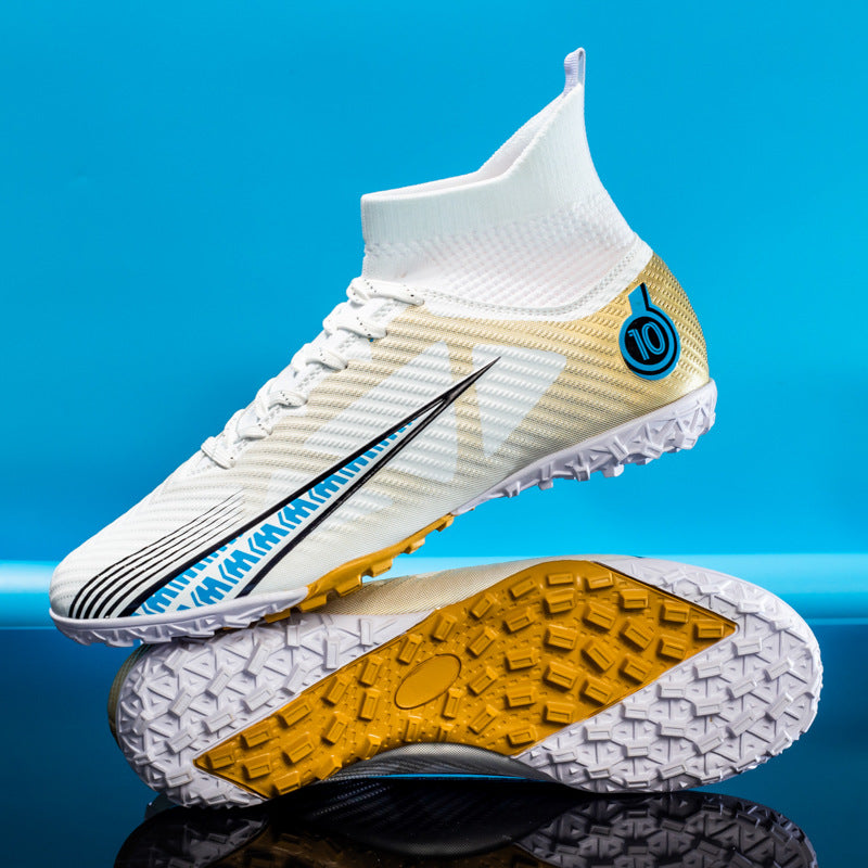 World Cup Football Shoes Men's High Top Long Spike Lawn Broken Spike Youth Student Competition Training Shoes
