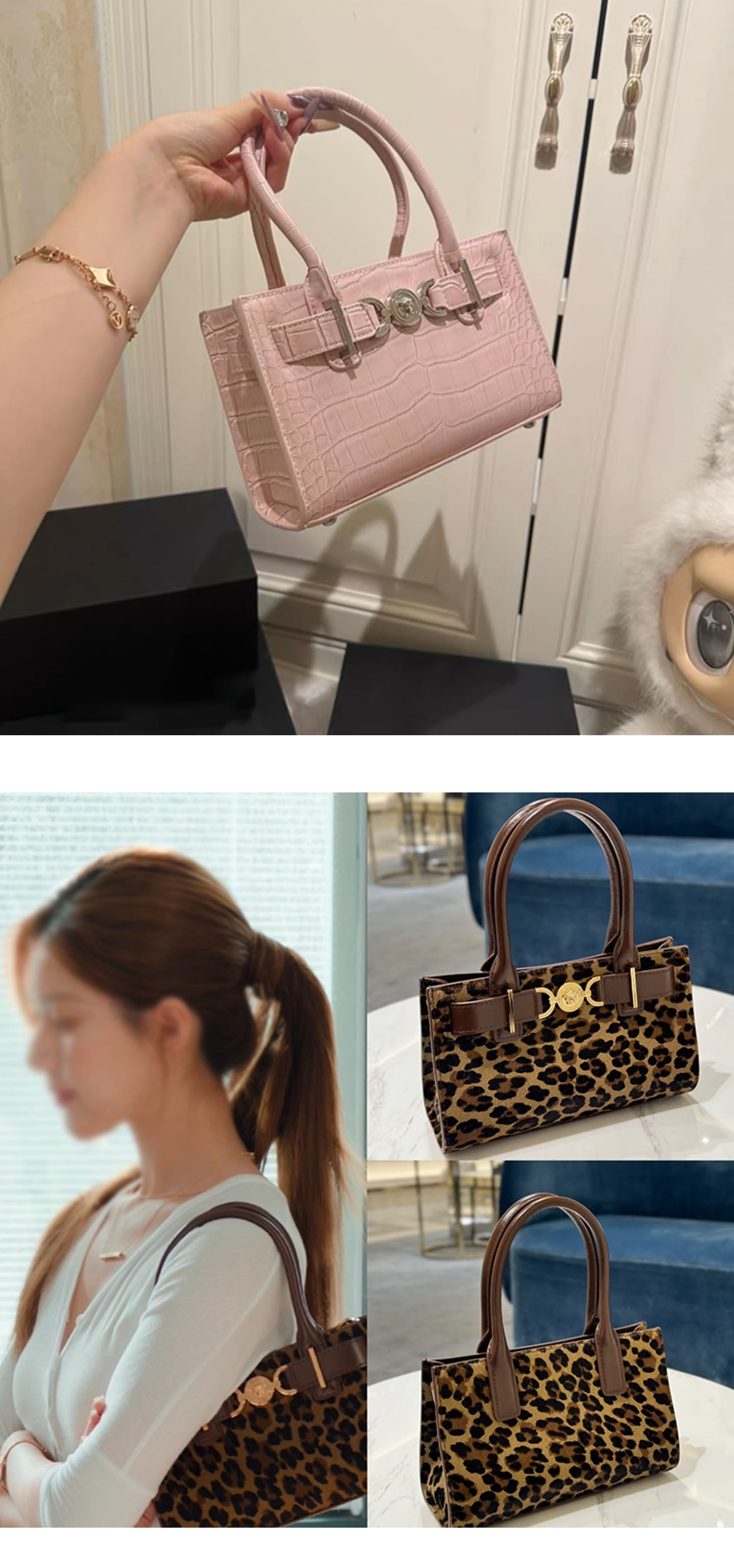 Let Me Shine Zhao Lusi Xu Yan Same Style Punch Bag2025New crocodile leather pattern handbag single shoulder crossbody bag