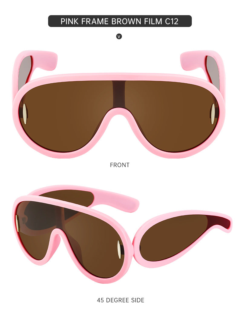 INS One-piece Large Frame Sunglasses for Women, European and American Fashion Sports Cycling Sunglasses, Windproof Glasses Wholesale
