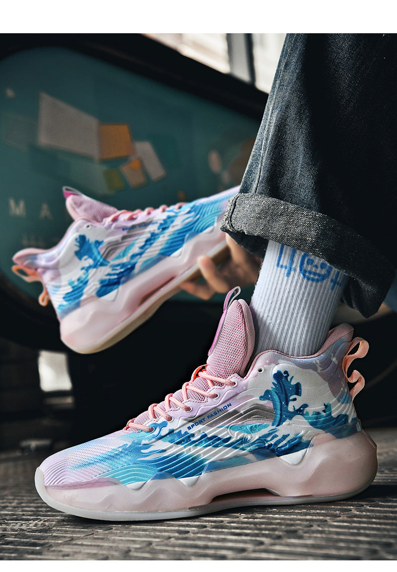 2025New Fashion Rubber Sole Sports Trendy Shoes for Teenagers, Personalized Professional High-Top Wear-Resistant Basketball Shoes