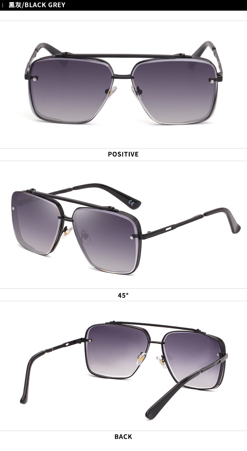 Square Frame Sunglasses Men's Fashion Metal Rimless Cut Edge Sunglasses Women's Trendy No-Makeup Glasses MACH SIX1261