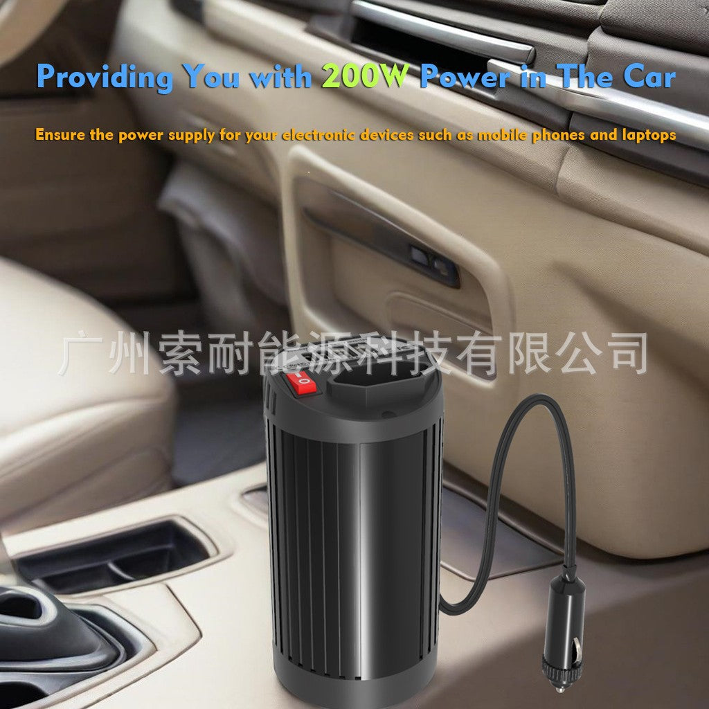 Brazilian Standard Socket Cup Type Car Inverter200W12V Turn110V/220V Double USB Double Type-C