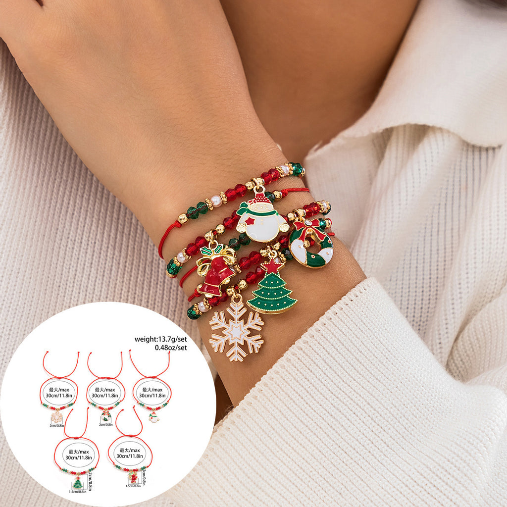 Women's Holiday Gift Bracelet Santa Claus Set Snowman Soft Clay Ornaments European and American Christmas Bracelet