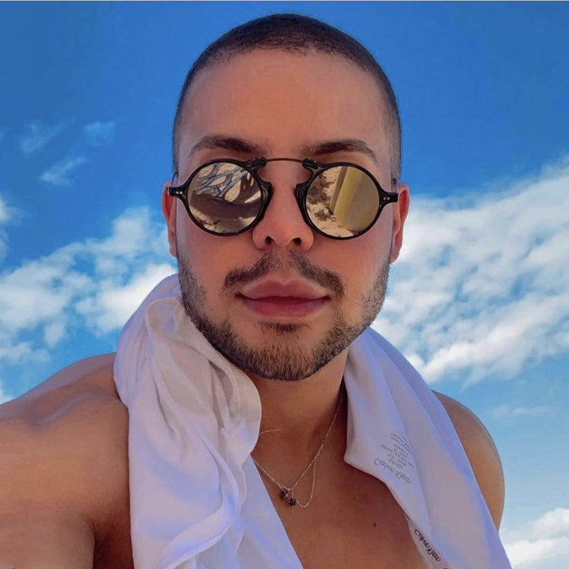 Steampunk Small Frame Sunglasses for Women, European and American Trendy Round Frame Sunglasses, Unique Street Style Glasses for Women sunglasses