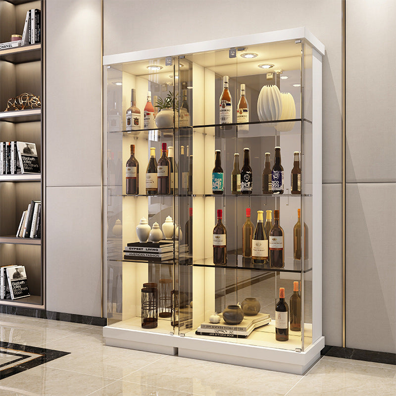 All-Glass Wine Cabinet Living Room Wall-Mounted Sideboard Modern Simple Light Luxury Small Red Wine Transparent Collection Figurine Display Cabinet