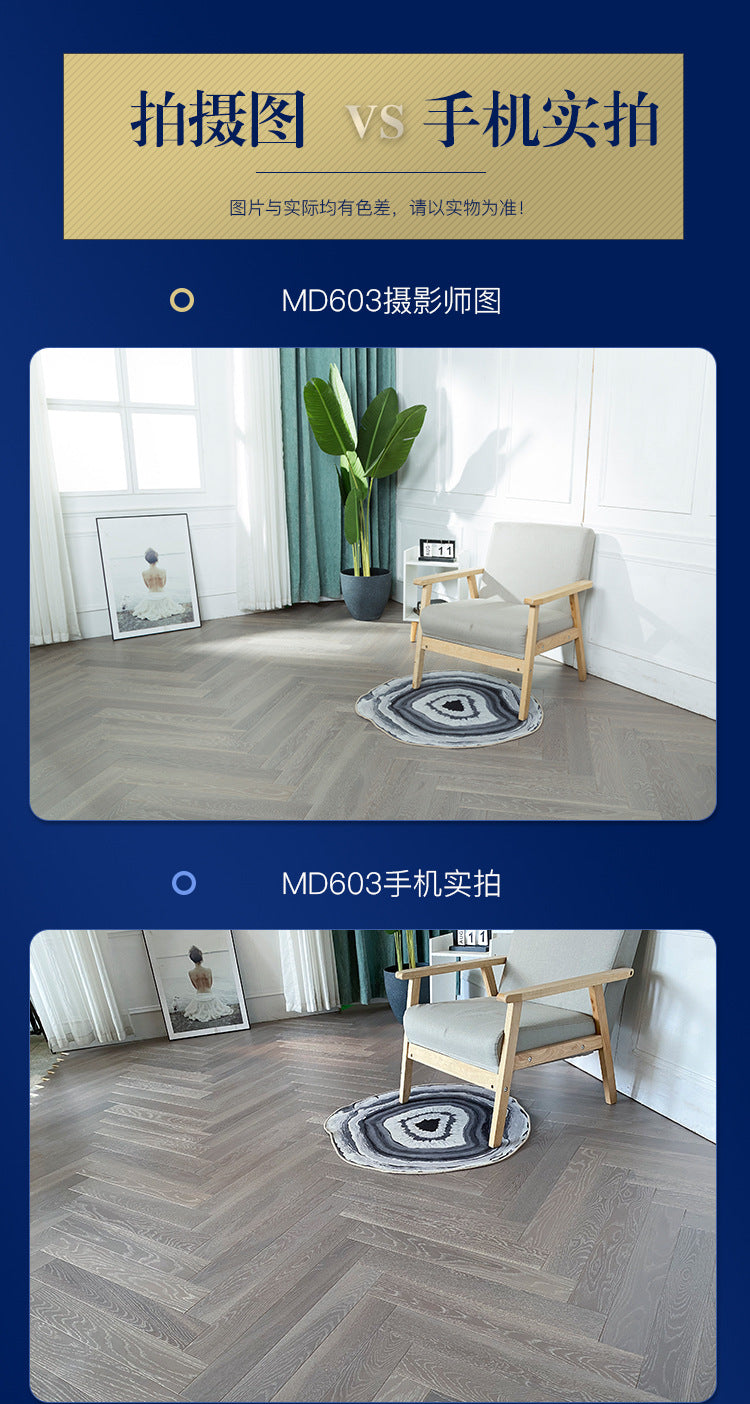 In-stock wholesale with on-site installation Herringbone Locking Floor Heating New Three-Layer Solid Wood Flooring Oak Black Walnut Flooring