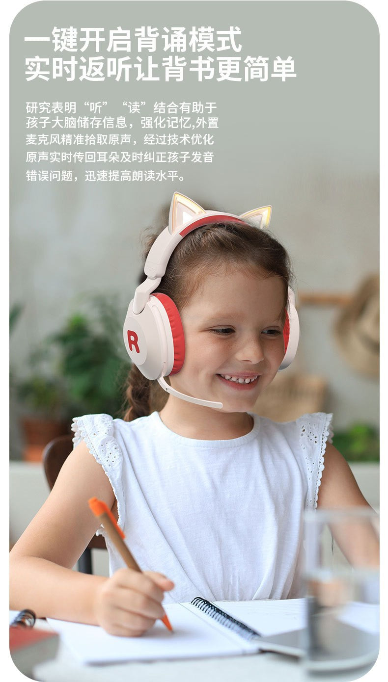Cat Ear Headband Bluetooth Wireless Headphones with Mic Cute Long Battery Life Support Customization Bluetooth Headphones
