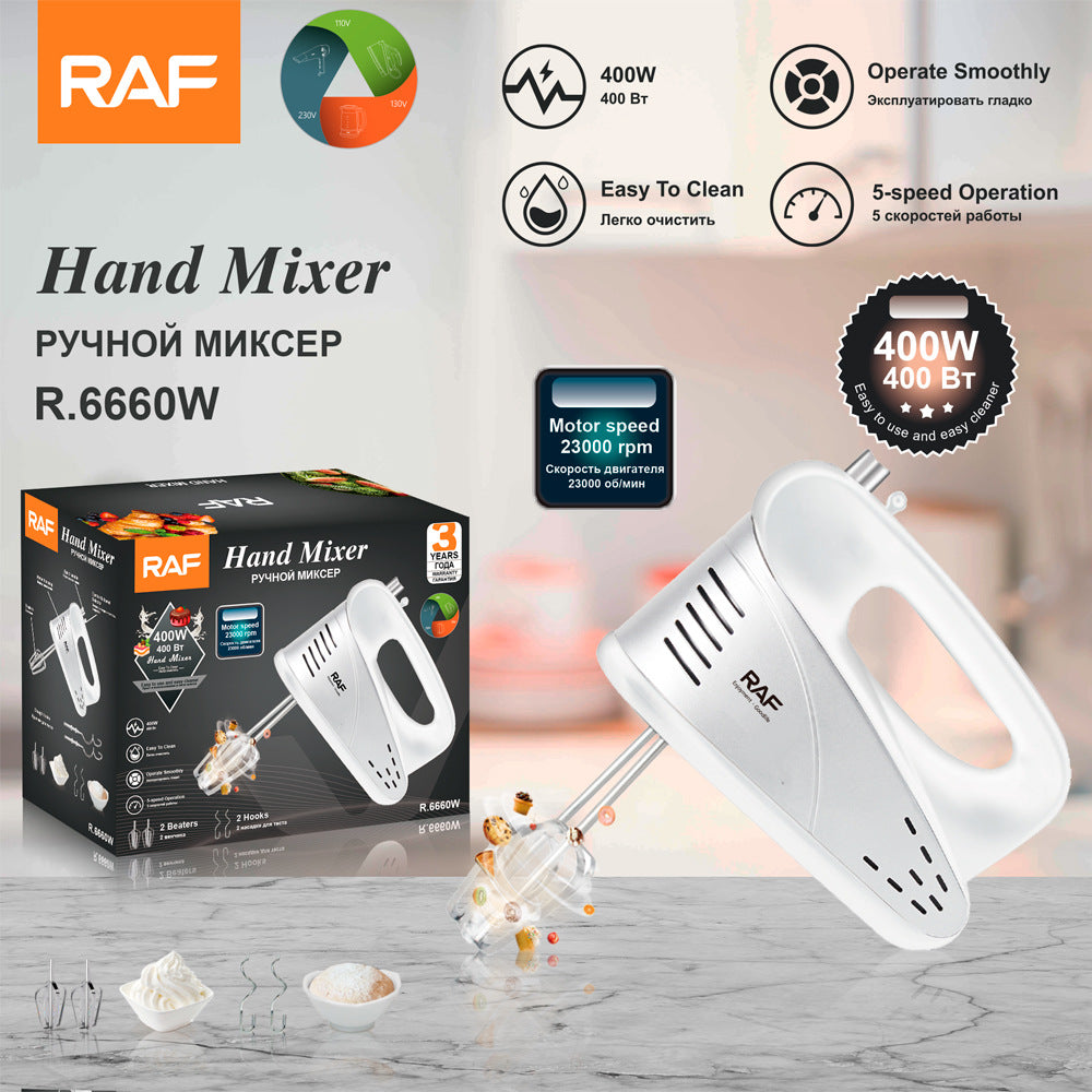 RAF European Standard5Electric Egg Beater Household Handheld High-Power Egg Mixer Dough Kneading Baking Blender R6660