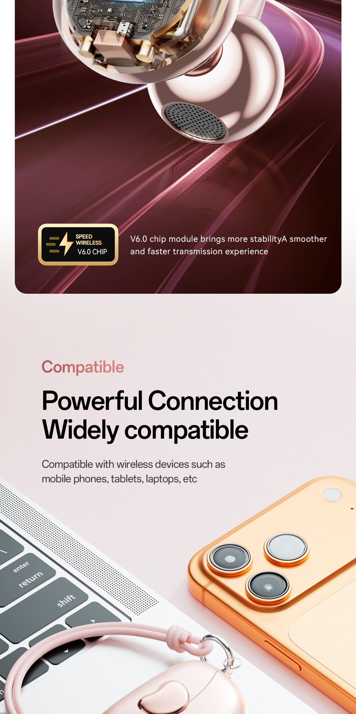 New E-commerce Model M106Simple Heart Long Battery Life High Appearance Mini Bag Style Wireless Bluetooth Earphones