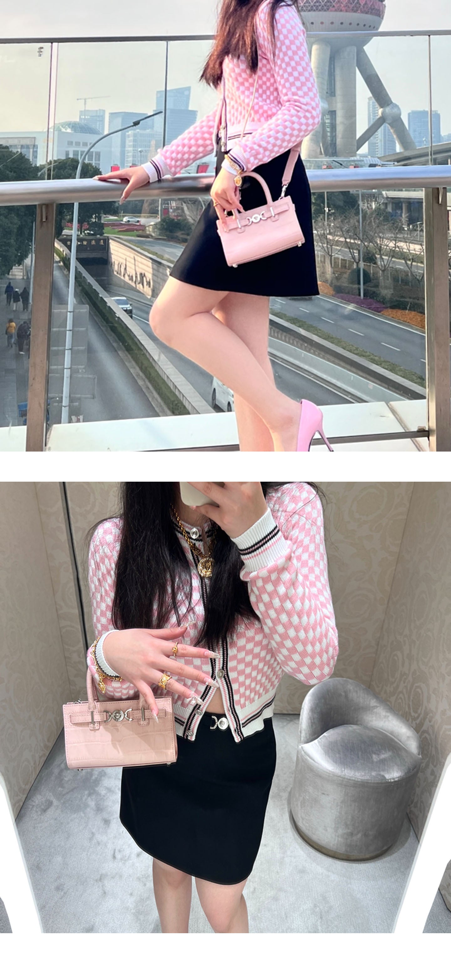 Let Me Shine Zhao Lusi Xu Yan Same Style Punch Bag2025New crocodile leather pattern handbag single shoulder crossbody bag