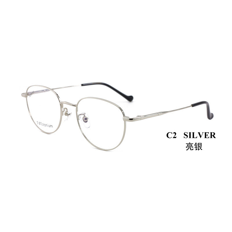 Vintage Half Titanium Eyeglass Frame Oval Frame Unisex Fashion Versatile Glasses Metal Frame Hot Sale