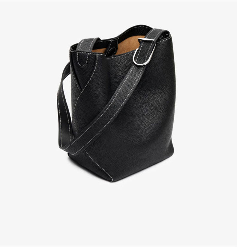 Genuine Leather Women's Bag Fashion Single Shoulder Crossbody New Hot Style High-end Korean Trend Versatile Large Capacity Commuter Bucket Bag